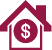 An icon depicting a house with a dollar sign on it.